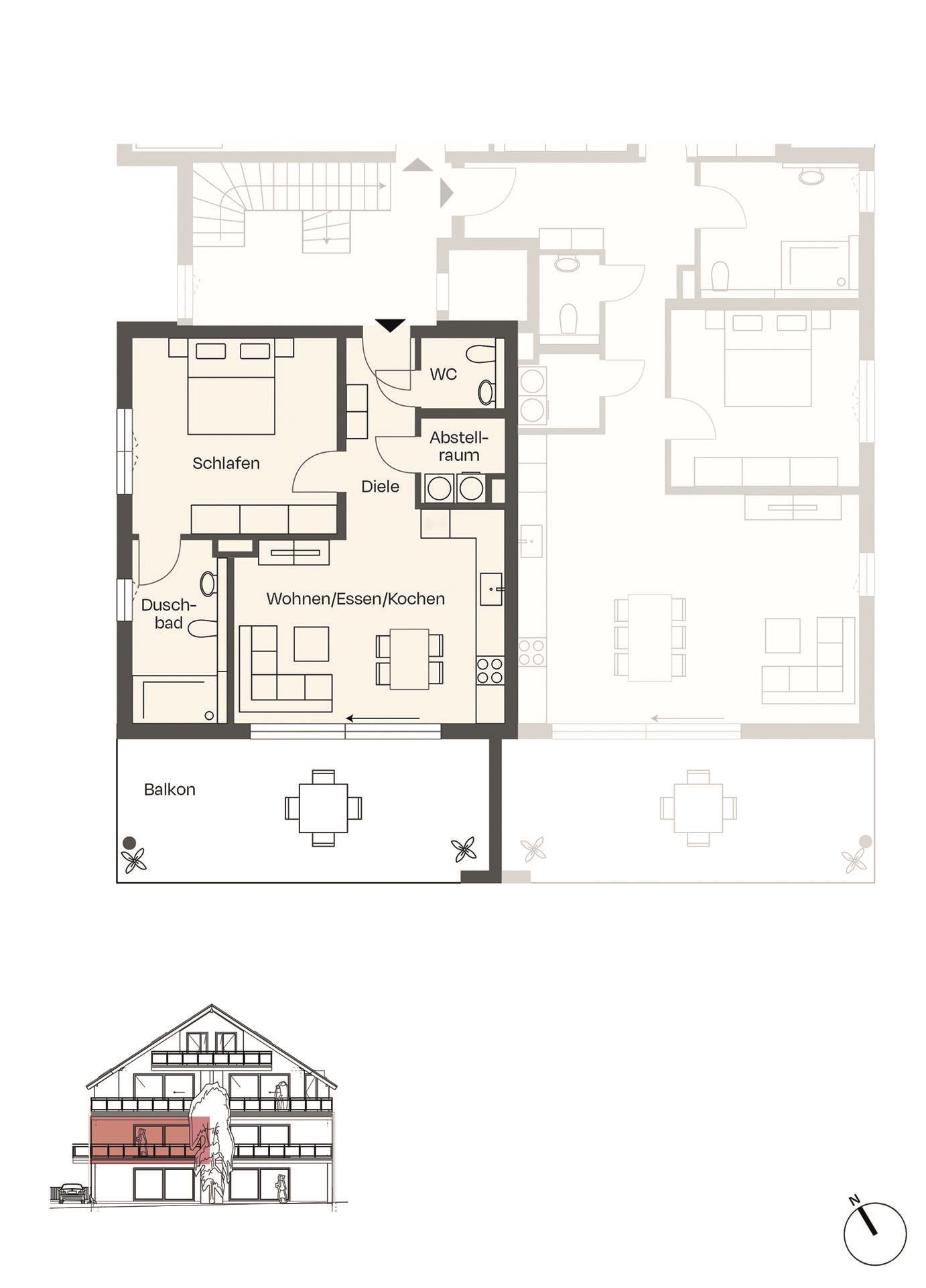 Grundriss-Skizze Wohnung 4