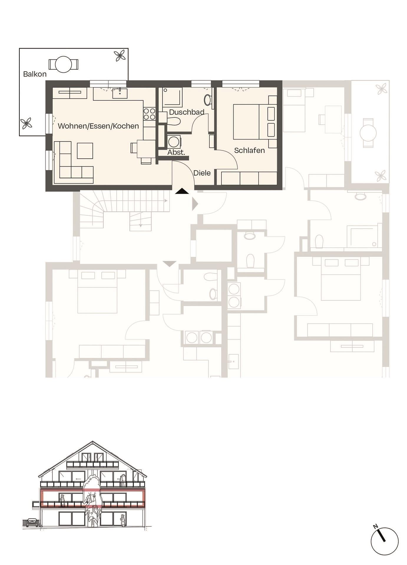 Grundriss-Skizze Wohnung 6
