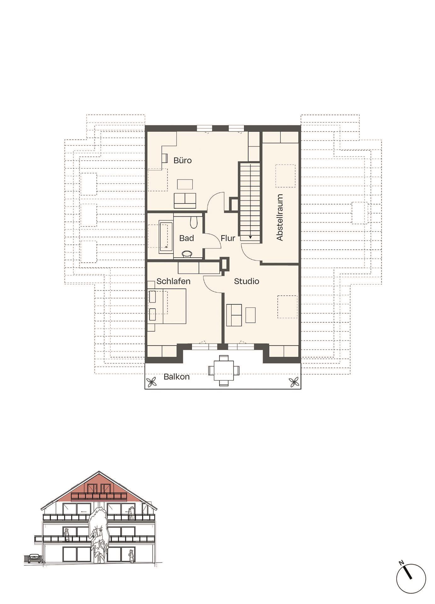 Grundriss-Skizze Wohnung 8
