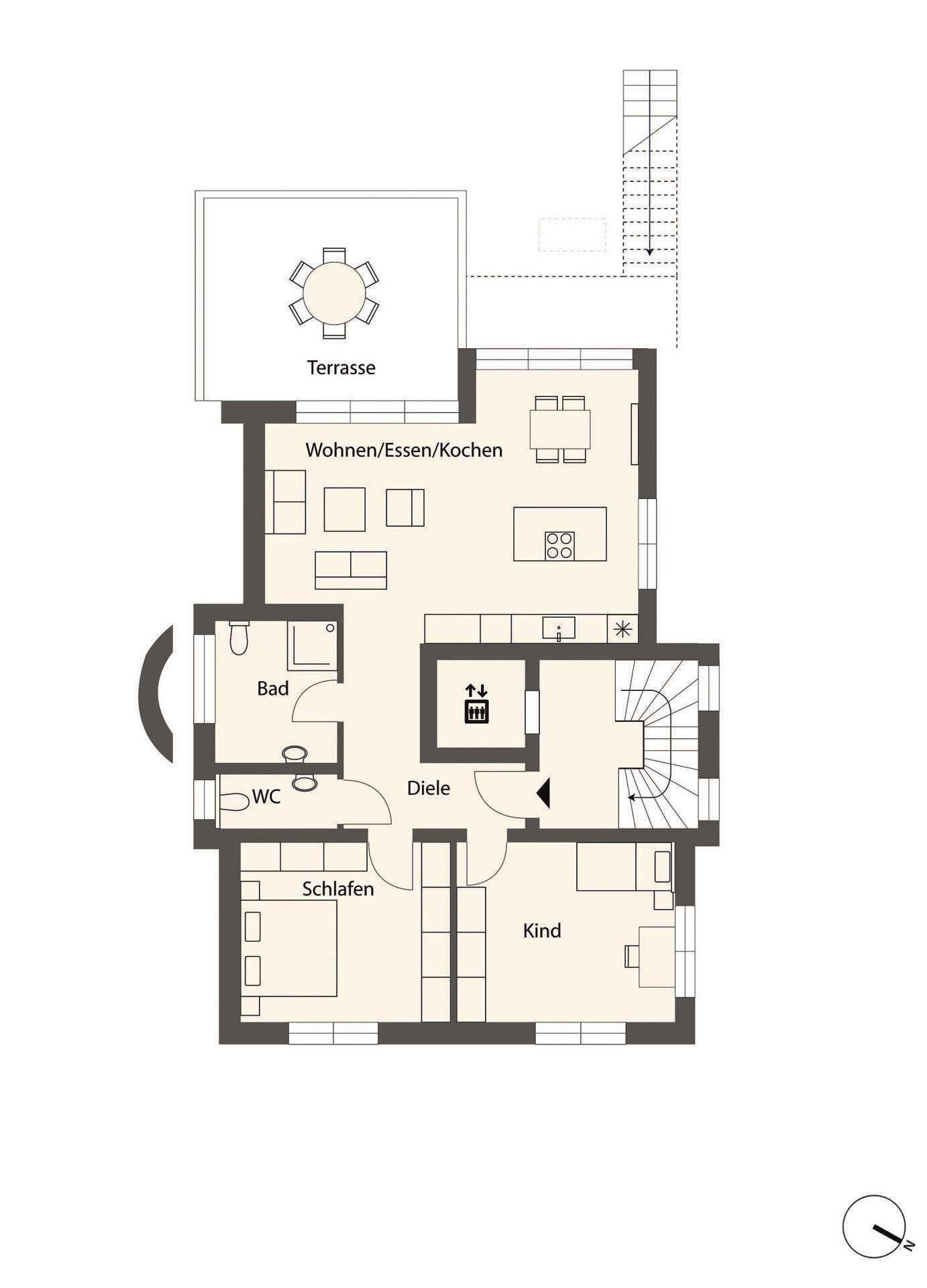 Grundriss-Skizze 1. Obergeschoss