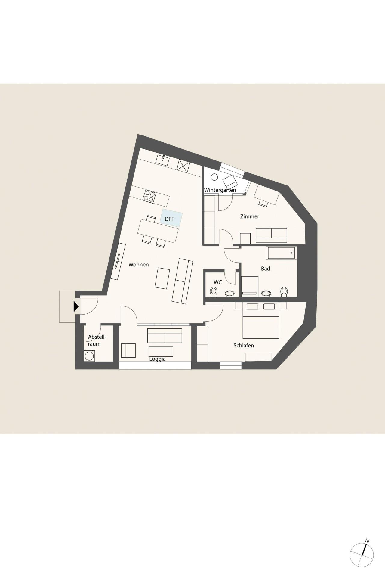 Grundriss-Skizze WE 34