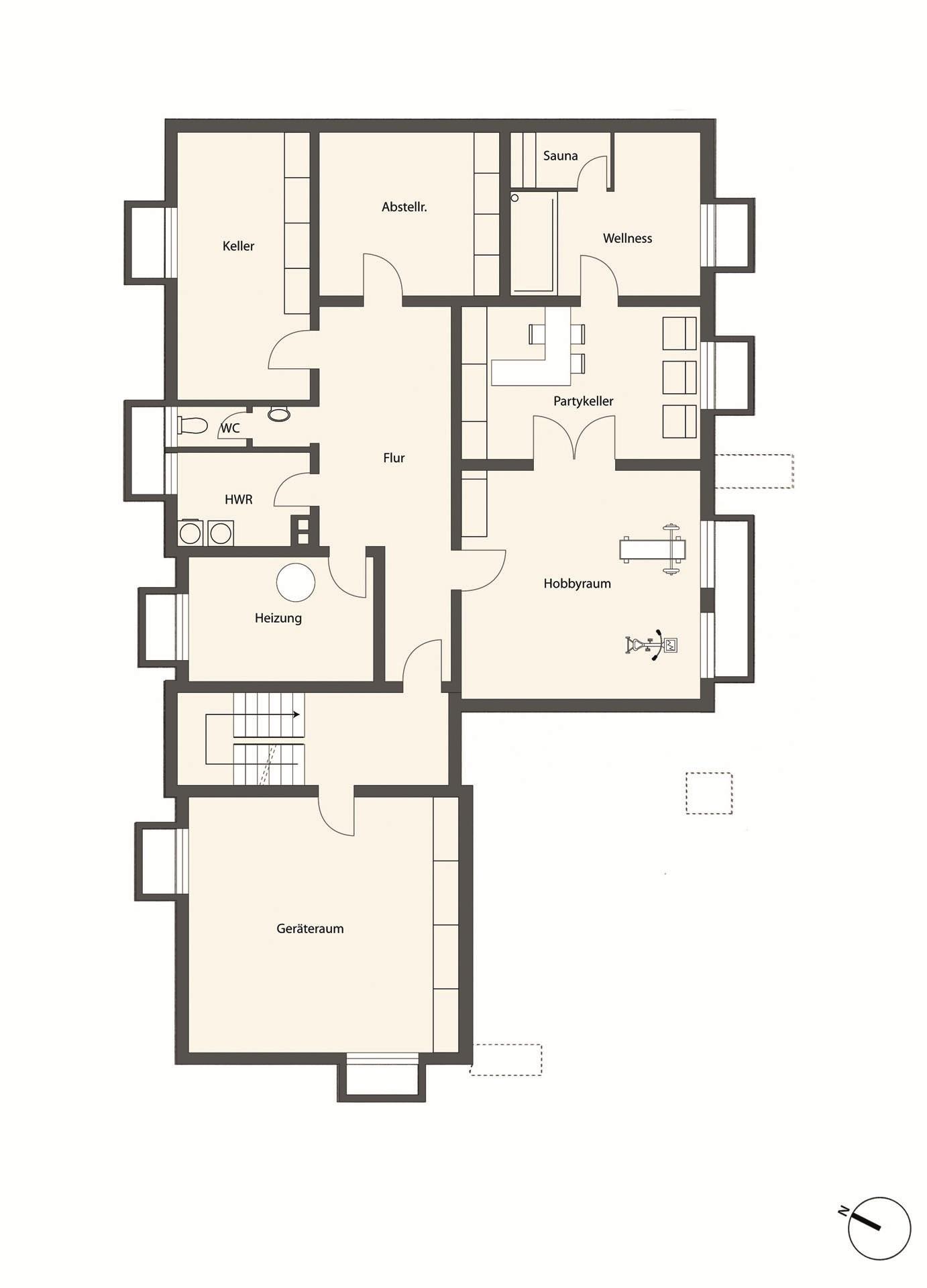 Grundriss-Skizze Untergeschoss
