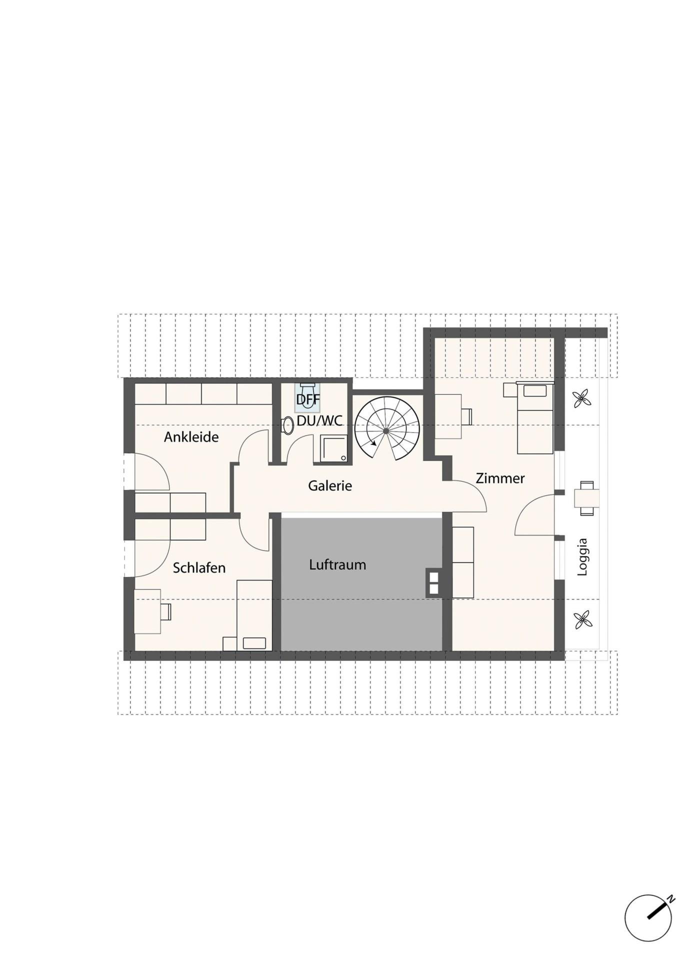 Grundriss-Skizze Obergeschoss