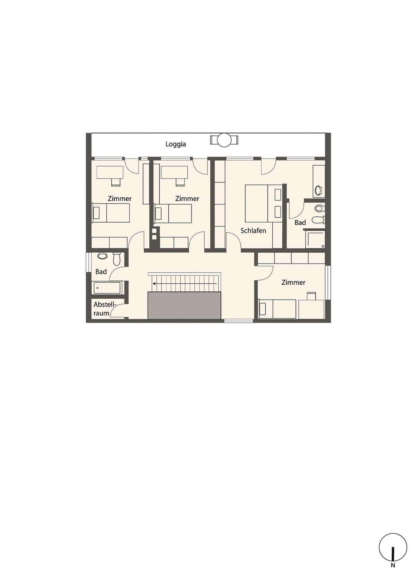 Grundriss-Skizze Obergeschoss