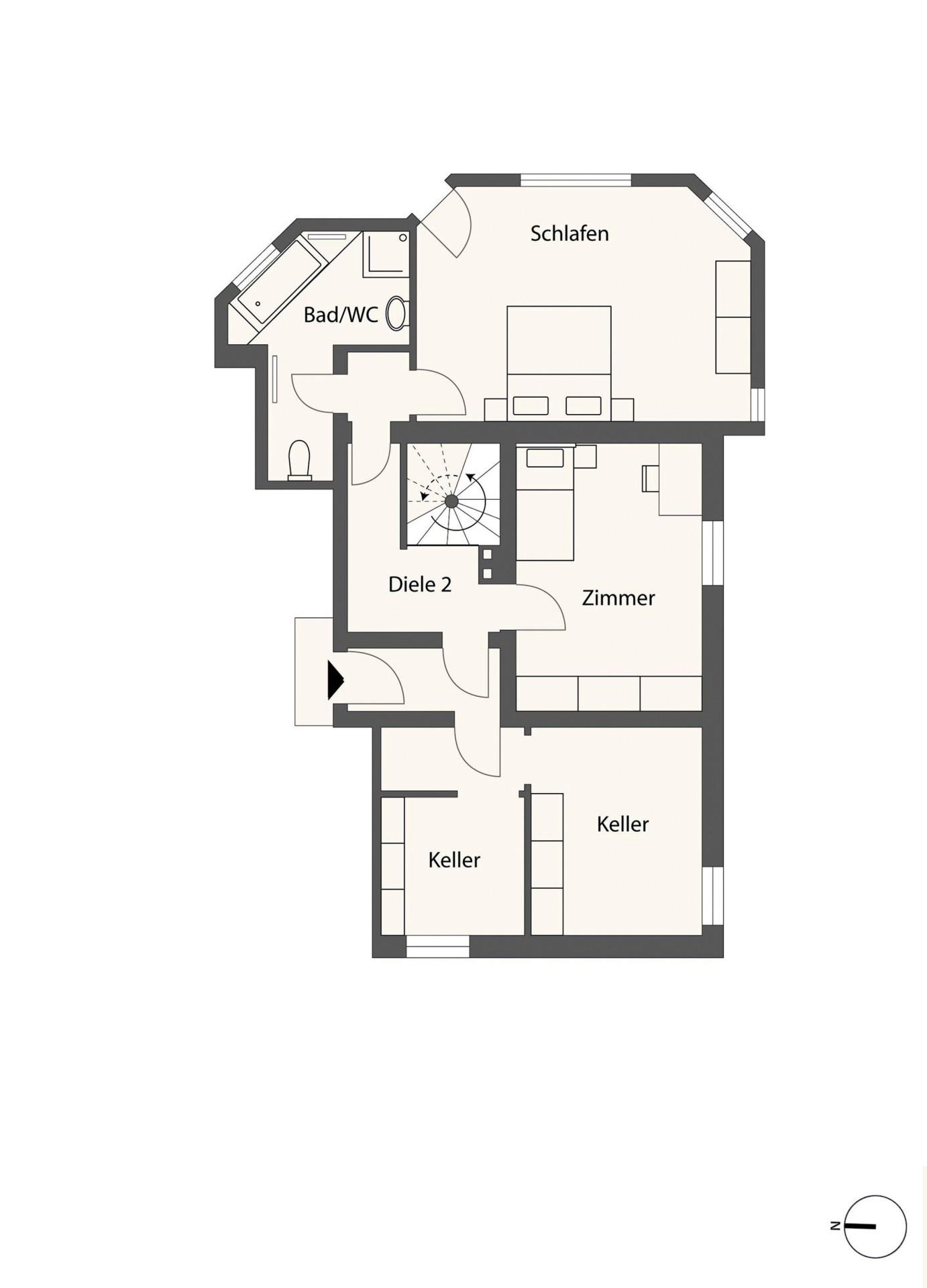 Grundriss-Skizze Gartengeschoss