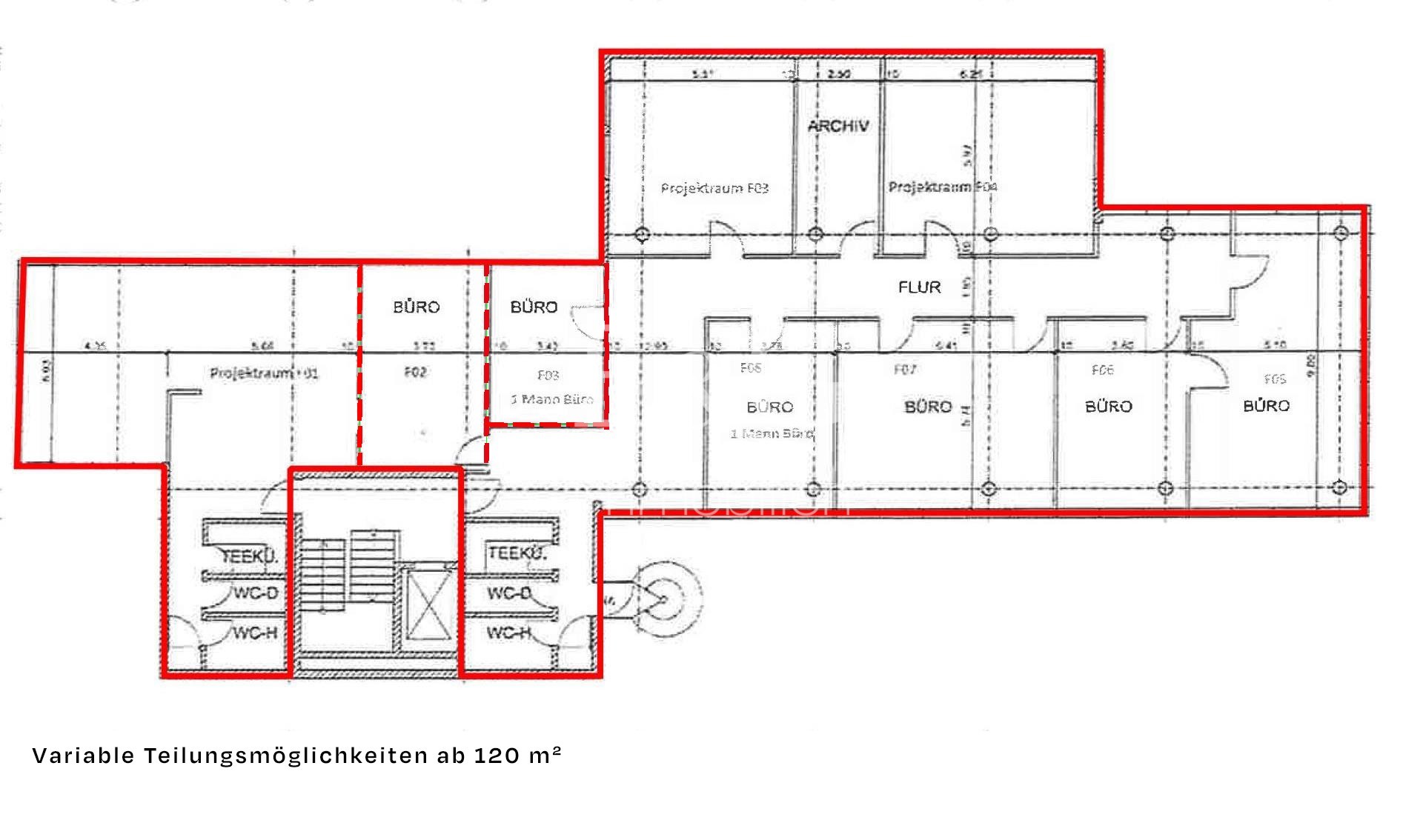 1. Obergeschoss 465,72 m²- teilbar ab 120,7 m²
