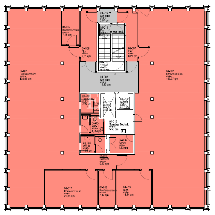 Etagengrundriss 1.OG-7.OG