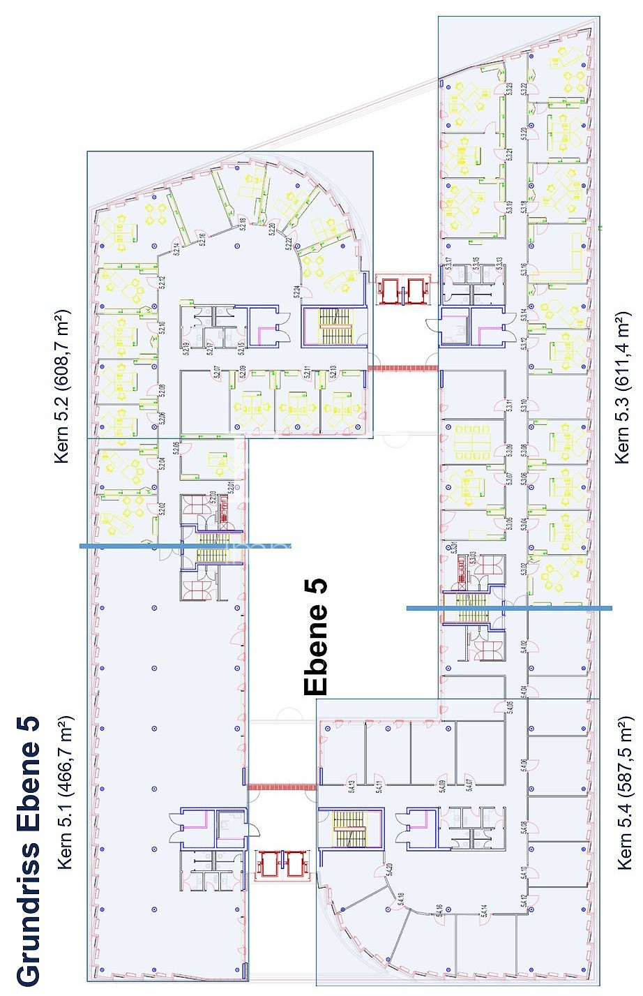 5.OG, Gesamtfläche ca. 2.275 m², ca. 139 AP